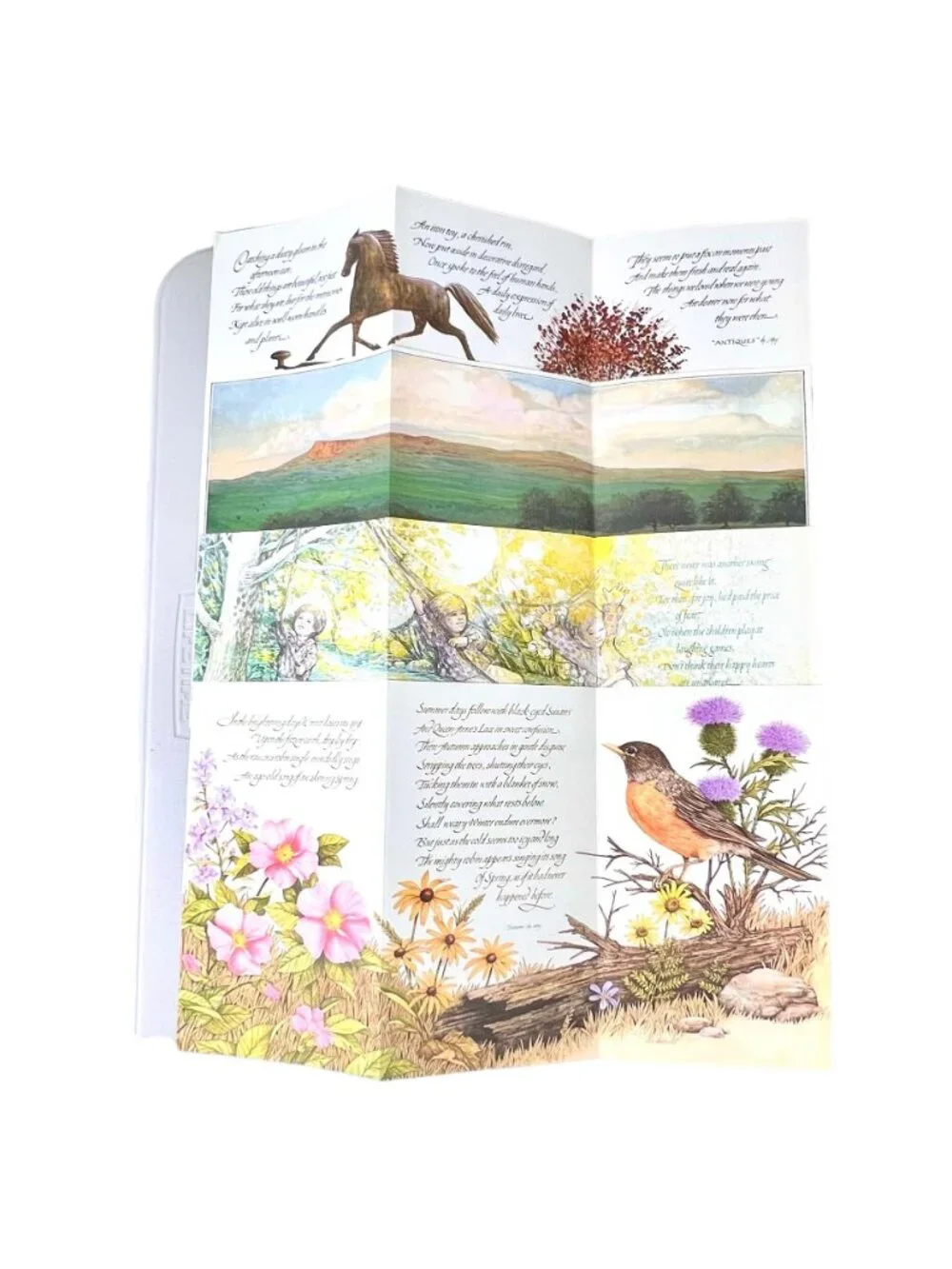 Vintage 1978 Current Inc Keepsake Greetings Tri-Fold Card Set of 4 Nature Theme